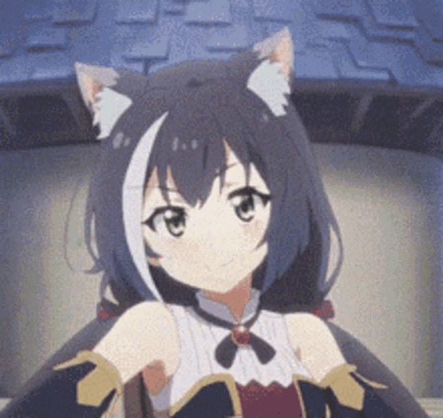 a close up of a anime girl with cat ears on her head