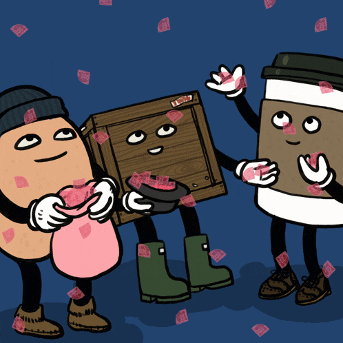 a cartoon character holding a box that says ' i love you '