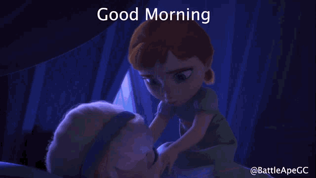a picture of anna and elsa with the words good morning