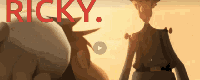 a cartoon character with the word ricky written on it