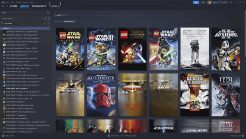 a screenshot of star wars games including lego star wars