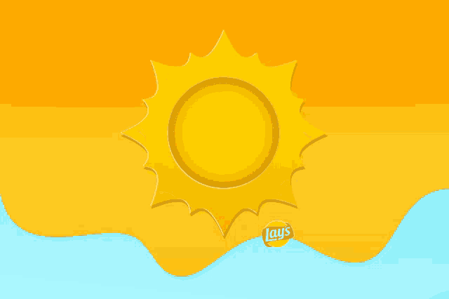 an advertisement for lays chips shows a sun in the background