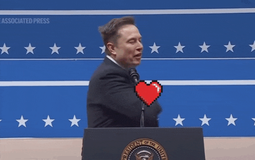 a man stands at a podium with the president of the united states emblem on it