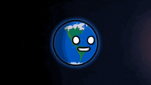 a cartoon drawing of the earth and the sun