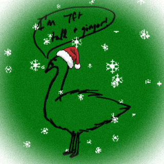a drawing of a goose wearing a santa hat that says i 'm tet tall and gingerly