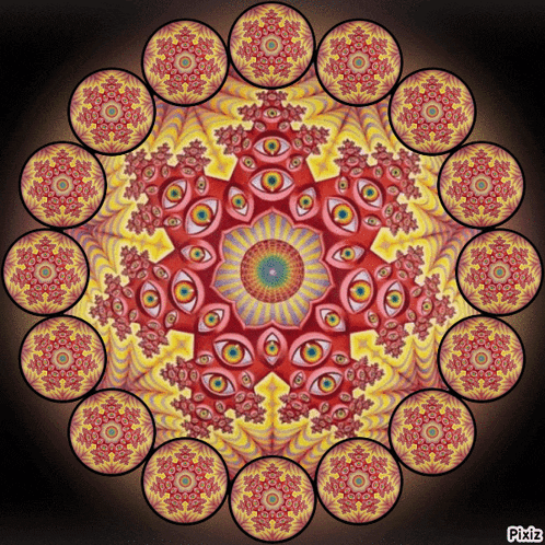 a colorful circular pattern with pixiz written in the bottom right corner