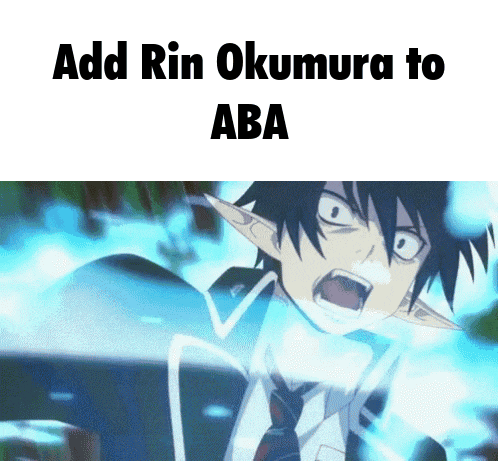 a picture of rin okumura with the words add rin okumura to aba