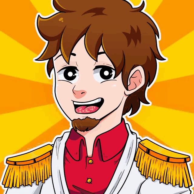 a cartoon drawing of a young man with a beard