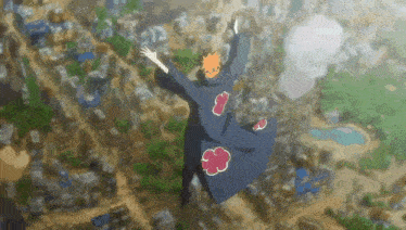 a person is flying through the air with their arms outstretched in front of a city .