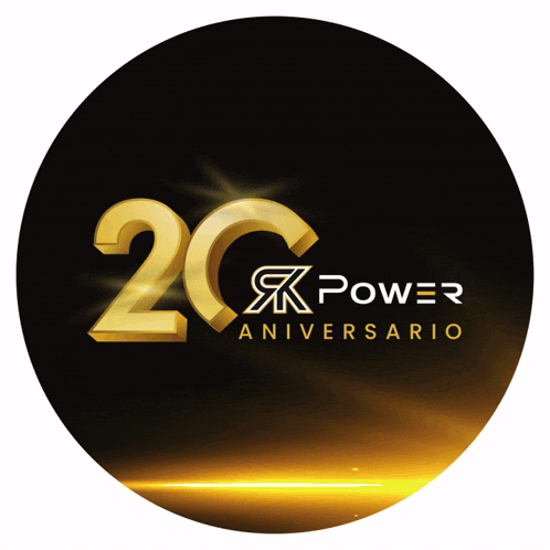 a logo for kpower aniversario with gold numbers on a black background