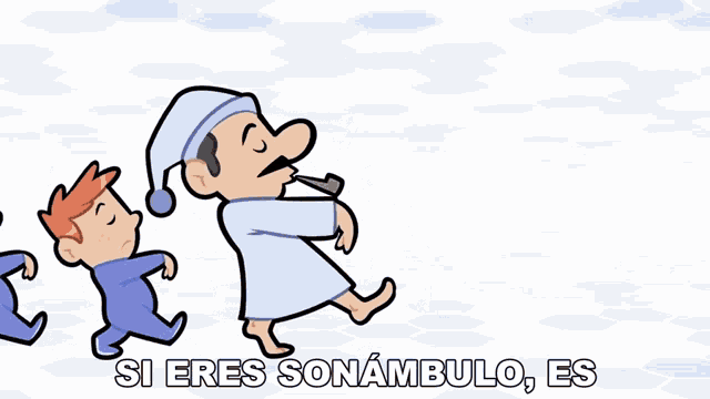 a cartoon of a man smoking a pipe with the words posible que lo hayas heredado below him