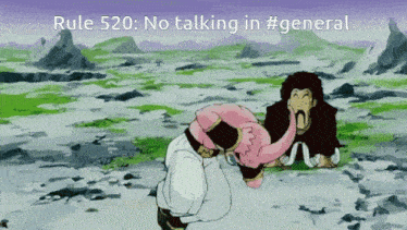 rule 520 : no talking in #general is displayed on a screen
