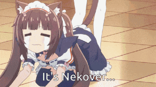 a cartoon of nekover laying on the floor with her eyes closed