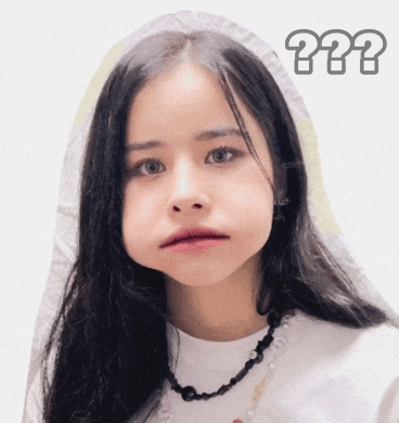 a girl making a funny face with a question mark above her head
