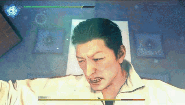 a video game screen shows a man fighting another man with a score of 88