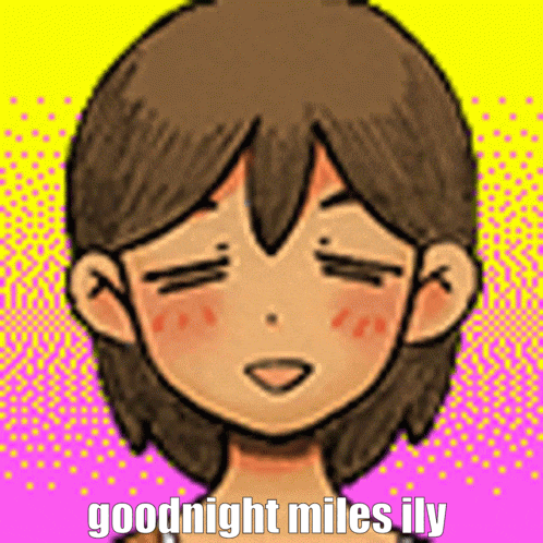 a picture of a girl with her eyes closed and the words goodnight miles ily