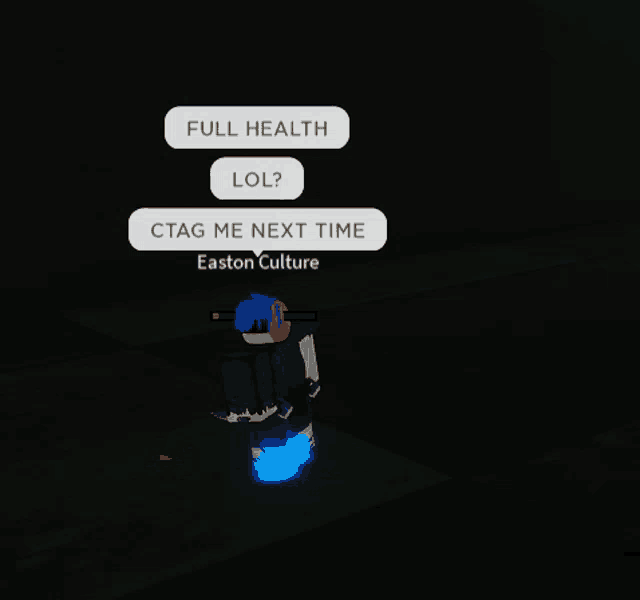 a person in a video game says full health lol and ctag me next time