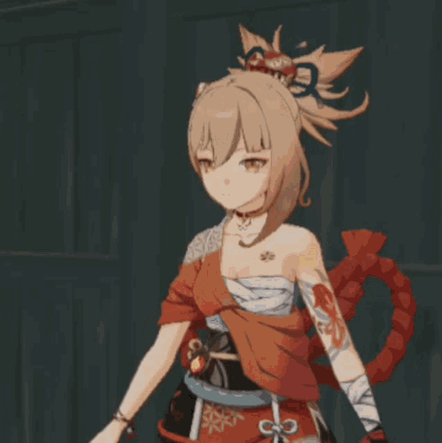 a girl with a tattoo on her arm is wearing a kimono
