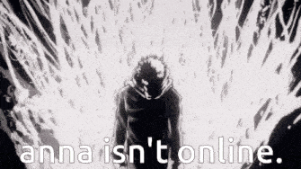 a man in a helmet is standing in front of a waterfall with the words `` anna isn 't online . ''