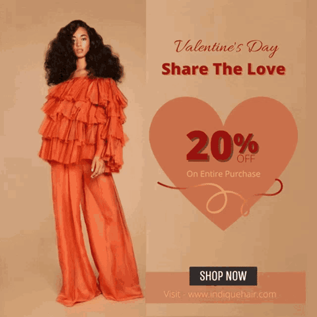 valentine 's day share the love 20 % off on entire purchase visit www.indiquehair.com