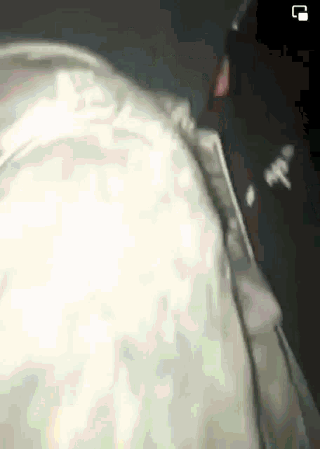a close up of a person 's back with a black hat on .