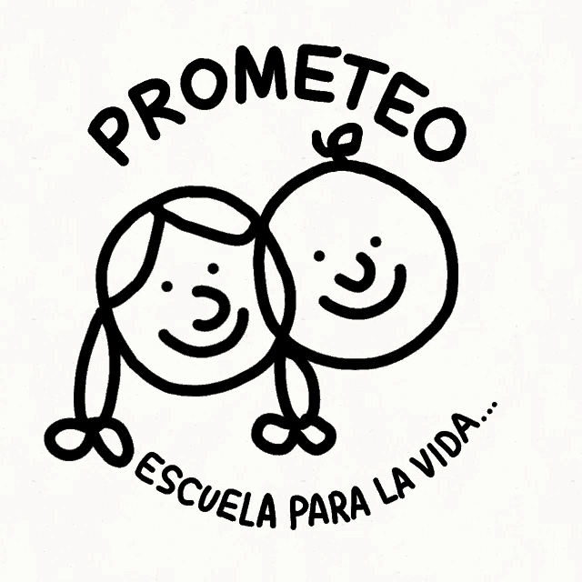 a logo for promeseo escuela para la vida with a boy and a girl