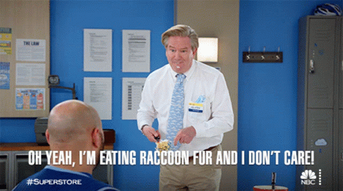 Im Eating Raccoon Fur And I Dont Care Glenn Sturgis GIF - Im Eating Raccoon Fur And I Dont Care Glenn Sturgis Mark Mckinney GIFs