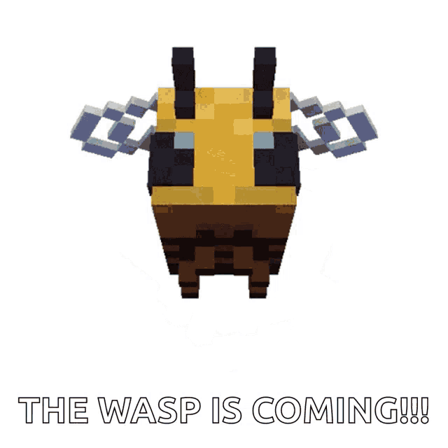 a minecraft bee is flying with the words the wasp is coming