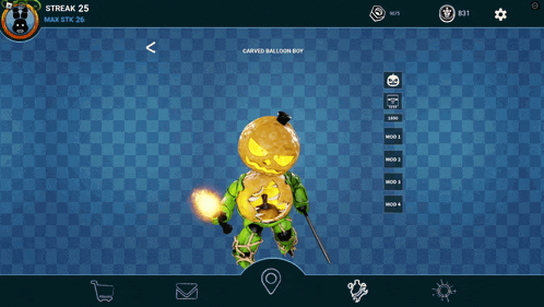 a screenshot of a video game with a carved balloon boy on the screen