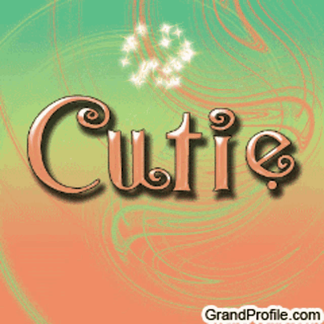 a green and orange background with the word cutie
