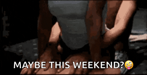 maybe this weekend is written next to a man and woman