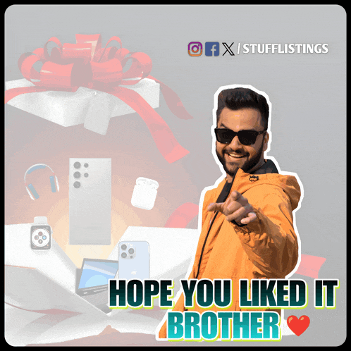 a sticker with a man pointing and the words hope you liked it brother