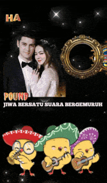 a picture of a man and a woman with the word pound on the top