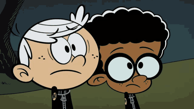 a cartoon character with a bandage on his head is standing next to another character