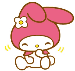 a cartoon drawing of a pink bunny with a flower on its head .