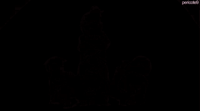 a cartoon drawing of a man standing next to two animals with the name pericote9 at the top