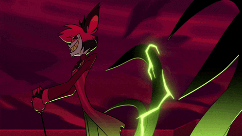 a cartoon character with a green lightning bolt coming out of his head