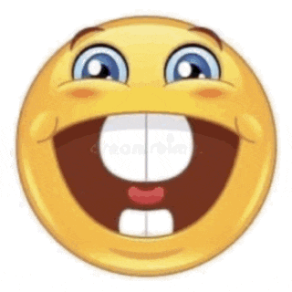 a cartoon smiley face with big teeth and a big smile on it .