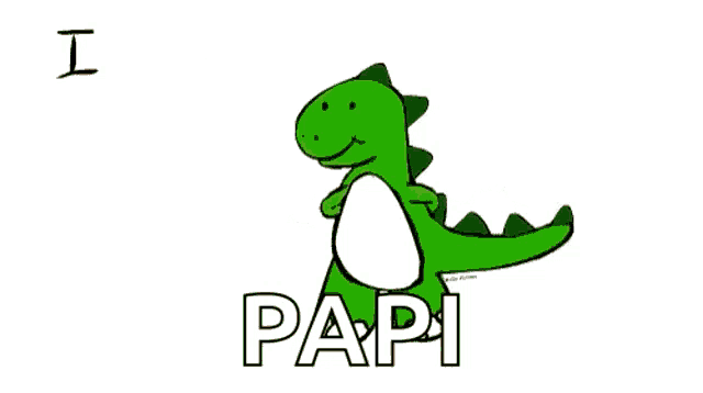 a cartoon of a dinosaur holding a stick with the words " i miss you this much papi "