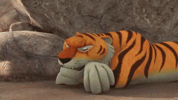 a cartoon lizard is laying on the ground with a tree in the background