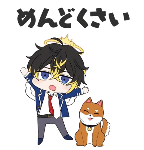 a drawing of a boy and a dog with chinese writing on the bottom right