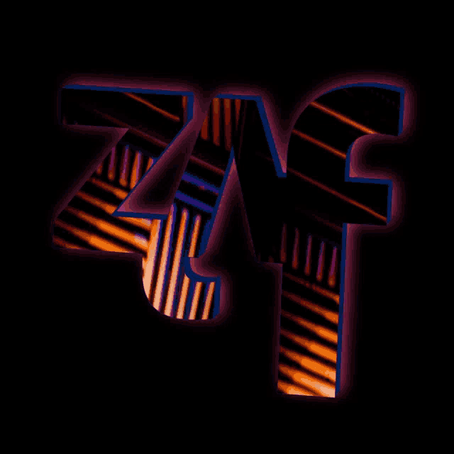 the letter zf is glowing in the dark with a striped pattern