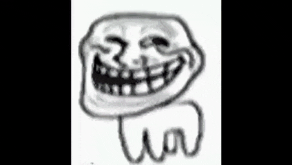 a black and white drawing of a troll face with braces on his teeth .