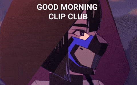 a purple background with the words " good morning clip club "