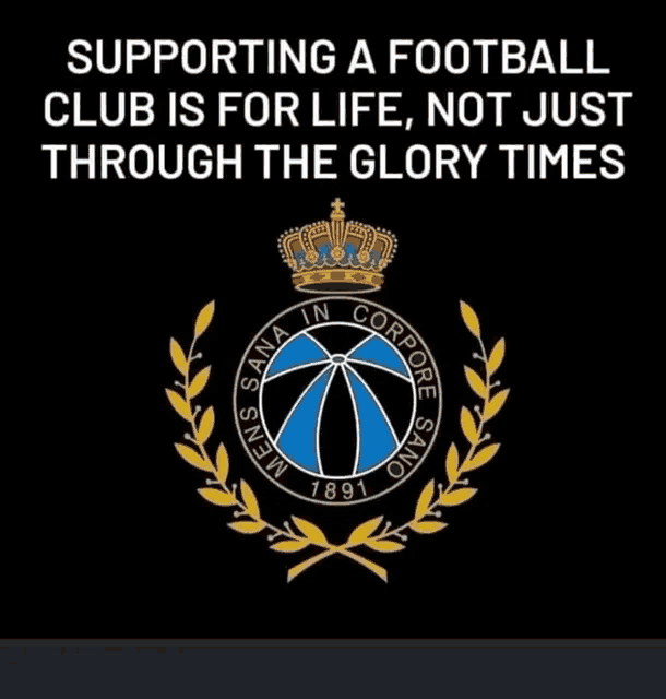 a black background with the words supporting a football club is for life not just through the glory times