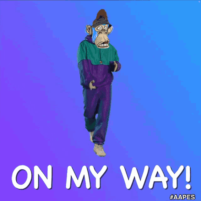a picture of a monkey dancing with the words on my way