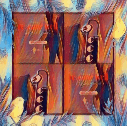 a painting of a bird feeder with the word network on the bottom right