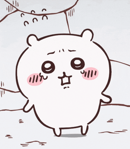 a cartoon drawing of a hamster with a pink cheek