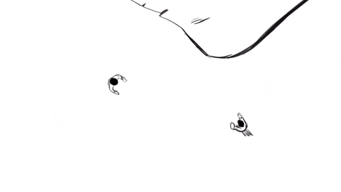 a black and white drawing of a person 's face
