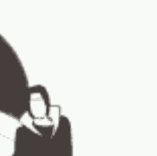 a black and white drawing of a woman standing next to a wall .